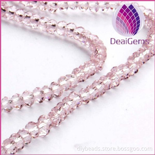 wholesale factory price pink 2mm roundelle crystal glass beads